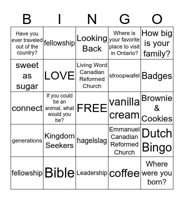 TEA/COFFEE SOCIAL Bingo Card