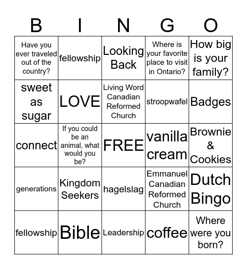 TEA/COFFEE SOCIAL Bingo Card