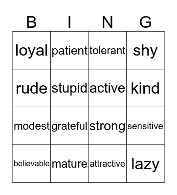 Opposite adjectives (Solutions Pre-Int) Bingo Card