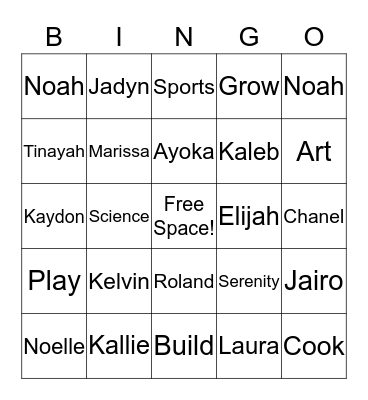 Escobedo 2017-2018 Bingo Card