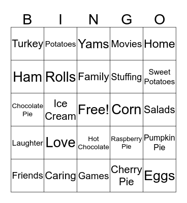 Thanksgiving Bingo Card