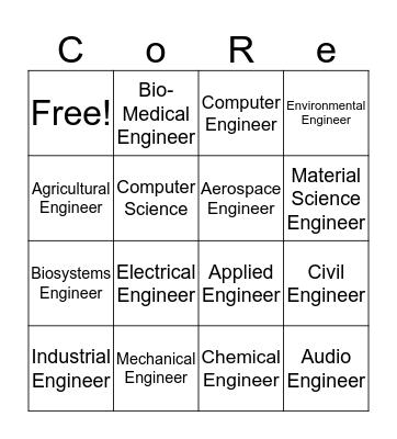 Engineering Professions Bingo Card