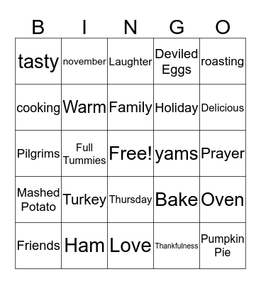 Thanksgiving Bingo Card