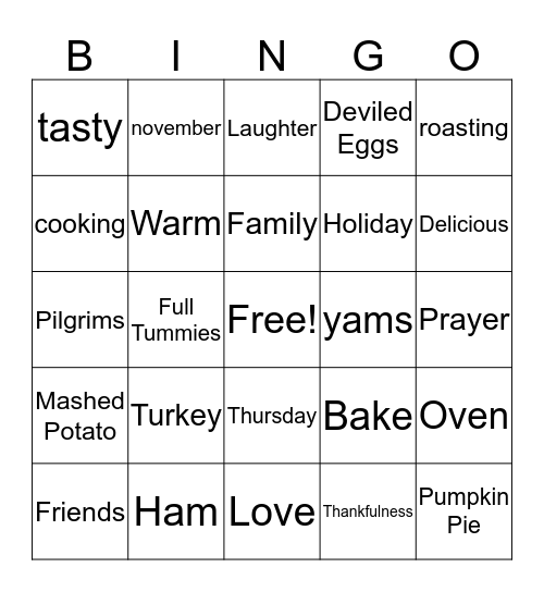 Thanksgiving Bingo Card