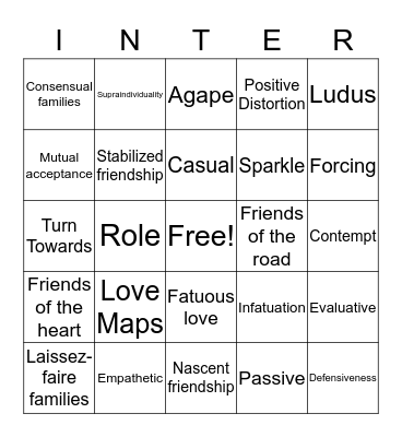 Let's Get INTERpersonal! Bingo Card