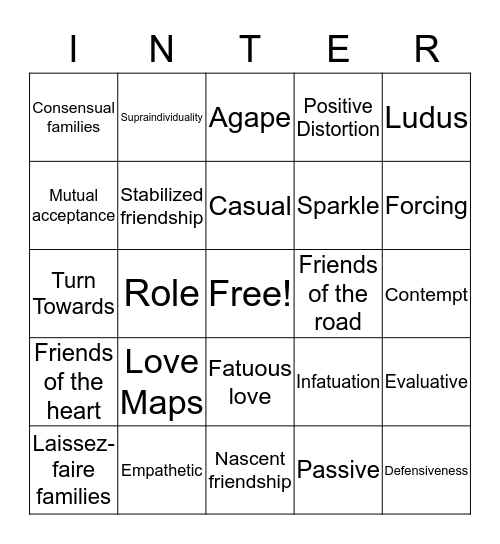 Let's Get INTERpersonal! Bingo Card