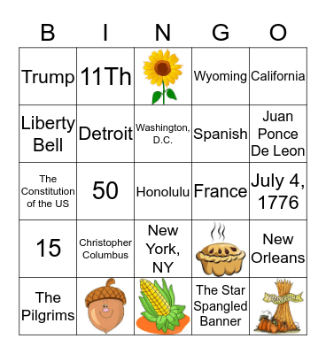 FALL USA COFFEE Bingo Card