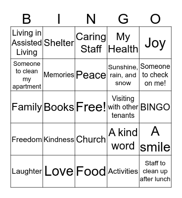 Thankful Bingo Card