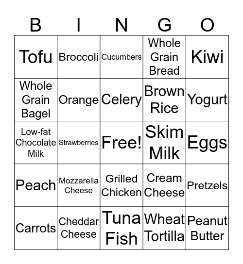 Healthy Lunch Bingo! Bingo Card