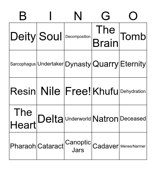 Ancient Egypt-Before Break Bingo Card