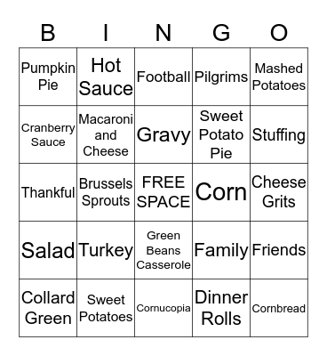 Thanksgiving BINGO Card