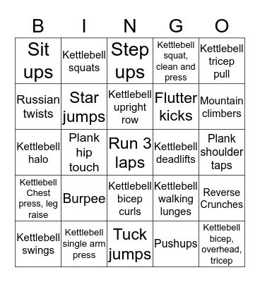 Beginner's Fitness BINGO Card