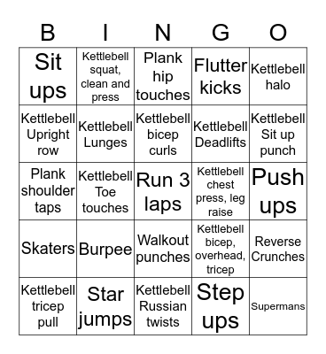 Beginner's Fitness BINGO Card