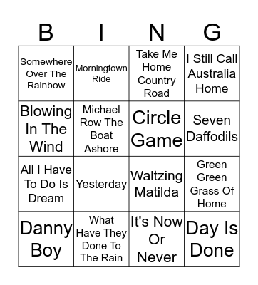 Music Bingo Card