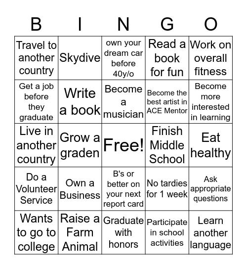 Goaltastic Bingo Card