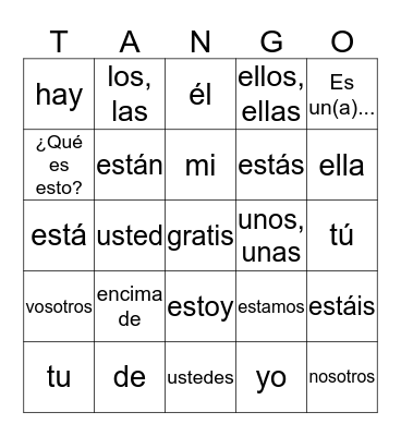 I 2B Vocab #2 Bingo Card