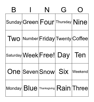Sign Language Bingo Card