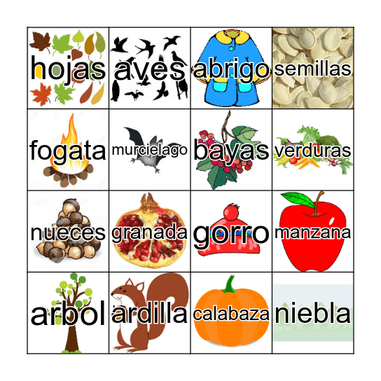 Bingo del otono Bingo Card