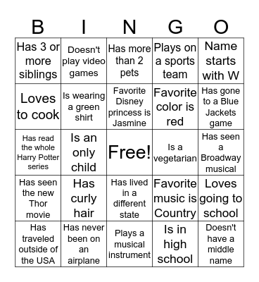 Social Bingo! Bingo Card