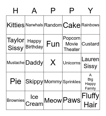 Family Bingo Card