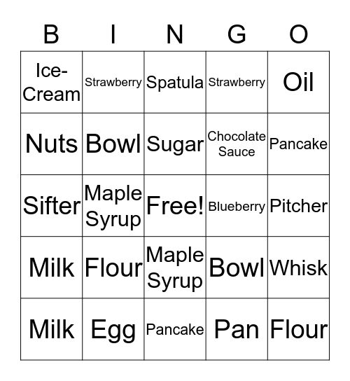 Let's Make Pancakes! Bingo Card