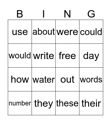 sight words-100 words Bingo Card