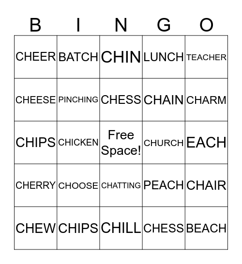 "CH" BINGO Card