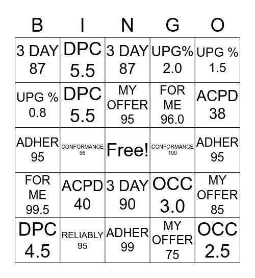 VZ MY INFO BINGO Card