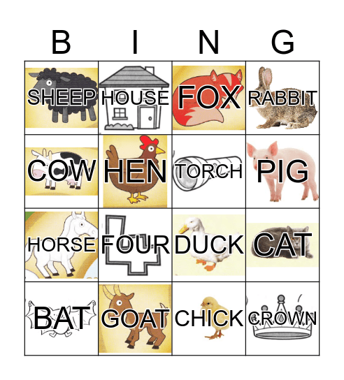 ANIMALS Bingo Card