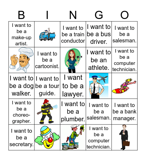 What do you want to be in the future? Bingo Card