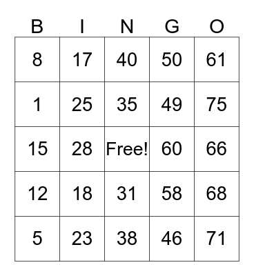 MAGNOLIA Bingo Card