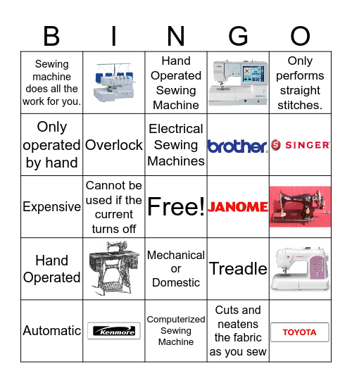 The Sewing Machine Bingo Card