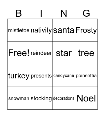 Christmas Bingo Card