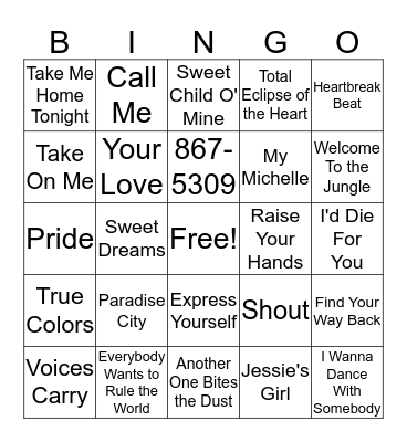 80s Bingo Card