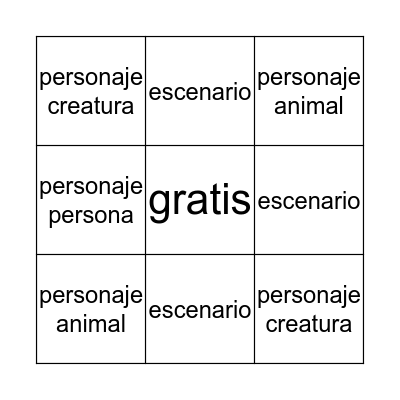 Loteria de personajes y escenarios Bingo Card