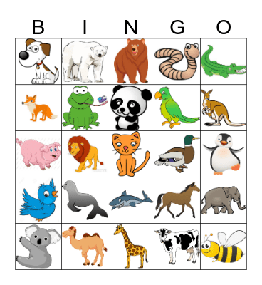 ANIMALS BINGO! Bingo Card