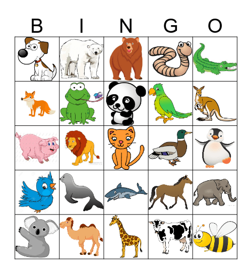 ANIMALS BINGO! Bingo Card