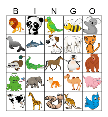 ANIMALS BINGO! Bingo Card