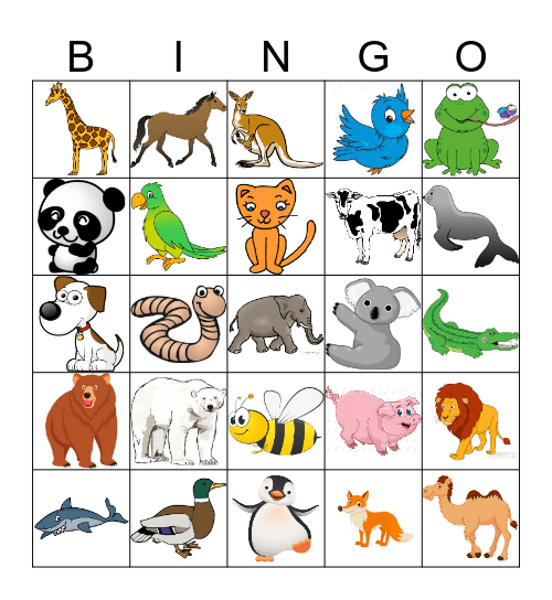 ANIMALS BINGO! Bingo Card