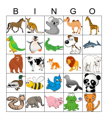 ANIMALS BINGO! Bingo Card
