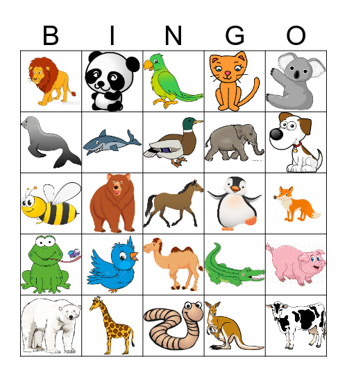 ANIMALS BINGO! Bingo Card