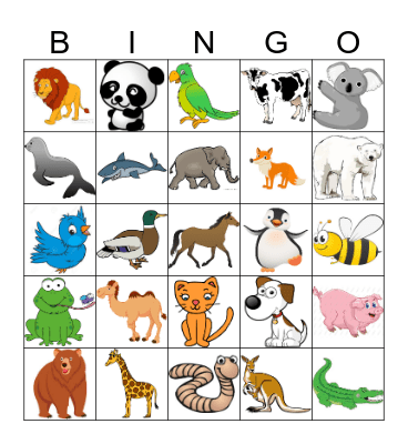 ANIMALS BINGO! Bingo Card
