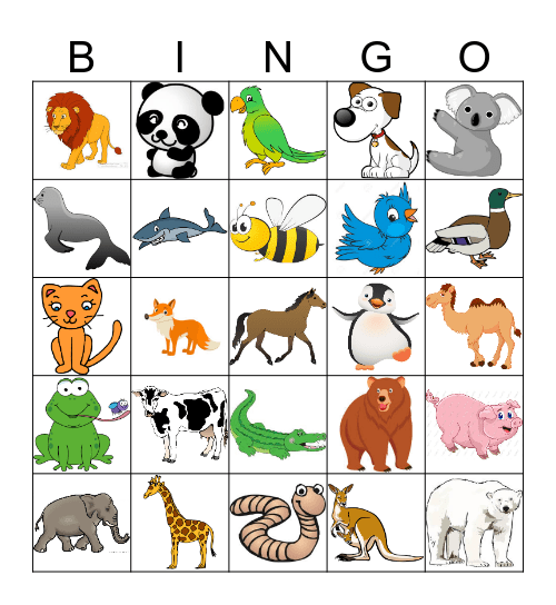 ANIMALS BINGO! Bingo Card