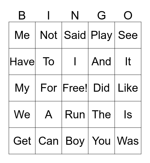 Isaiah & Noah Bingo Card