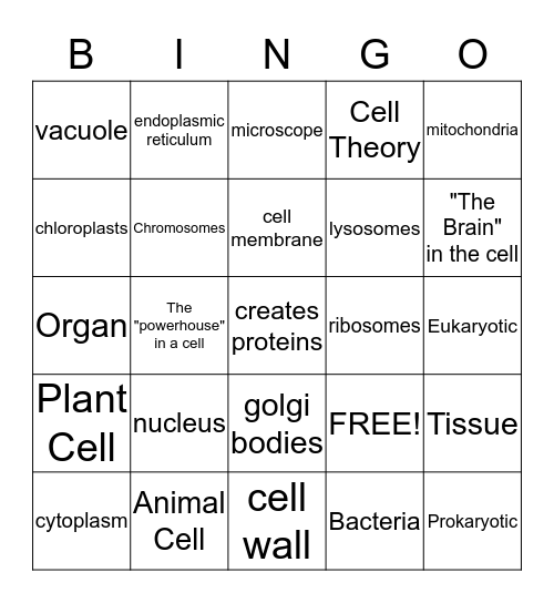 Saylor Cell Bingo Card