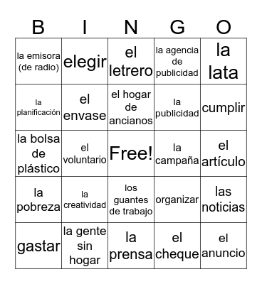 Unidad 2 L1 Trabajo Voluntario Bingo Card