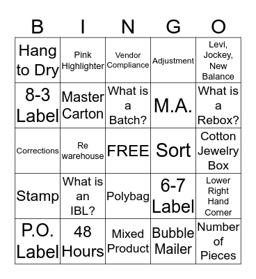 Corrections Bingo Card