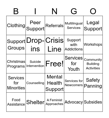 Women in Mind Info Fair  Bingo Card