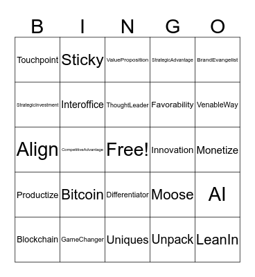 Partner Retreat 2017 Bingo Card
