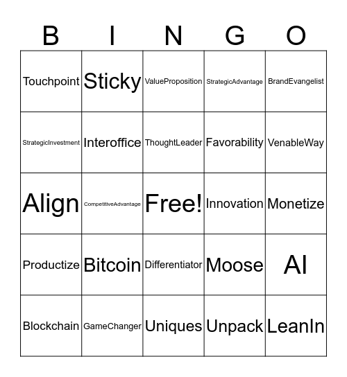 Partner Retreat 2017 Bingo Card